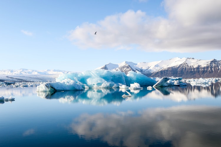 Ice in a river.