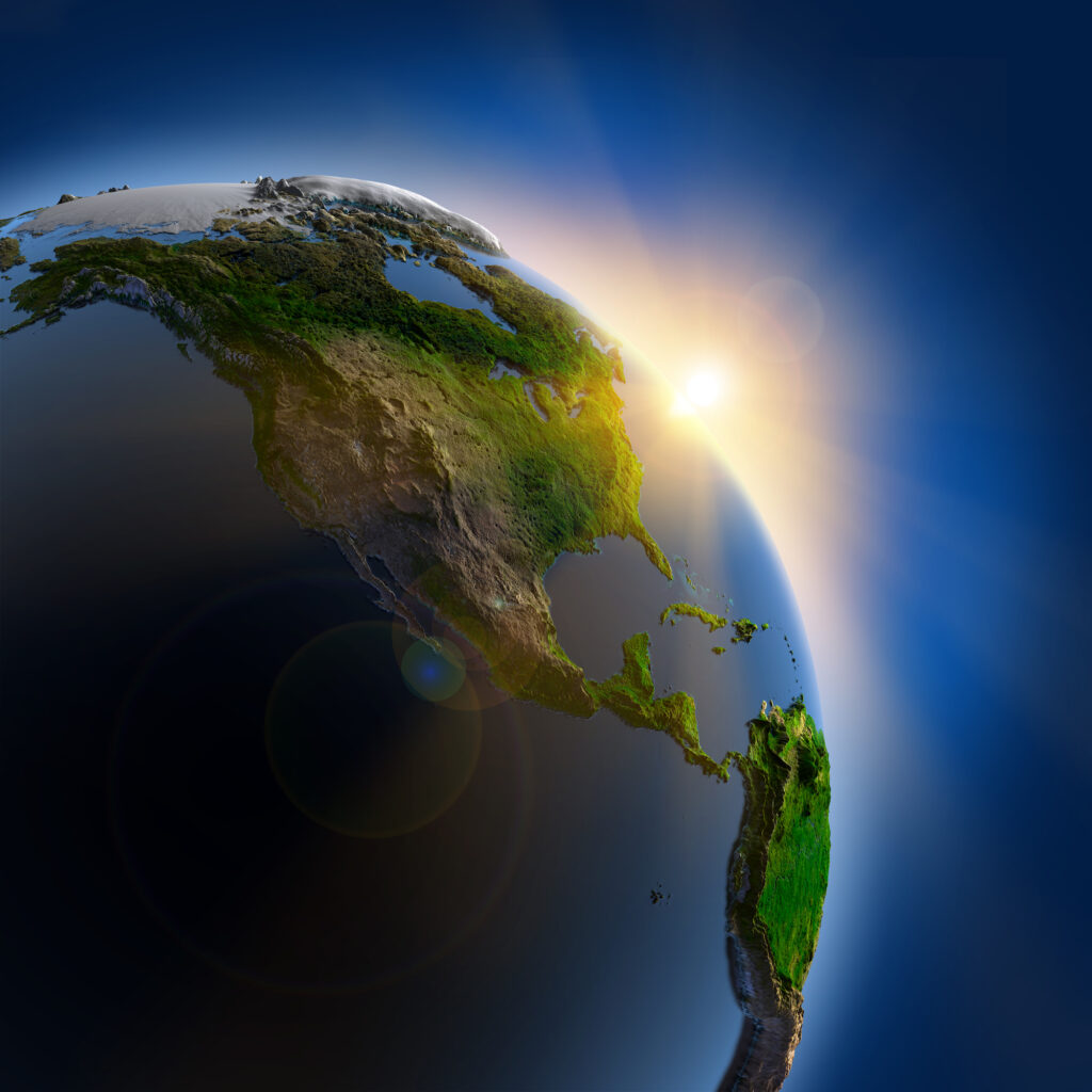 Earth with the Sun peaking out