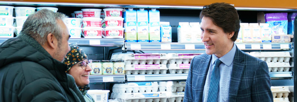 Trudeau at a grocery store