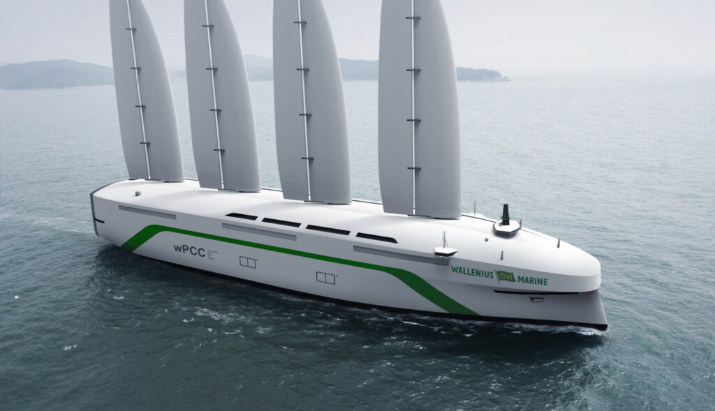 Wind-powered cargo ship