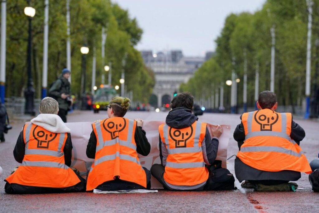 protestors on the road