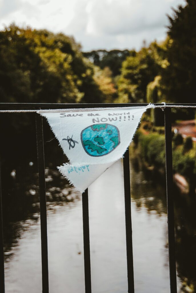 Small flag with the Earth on it