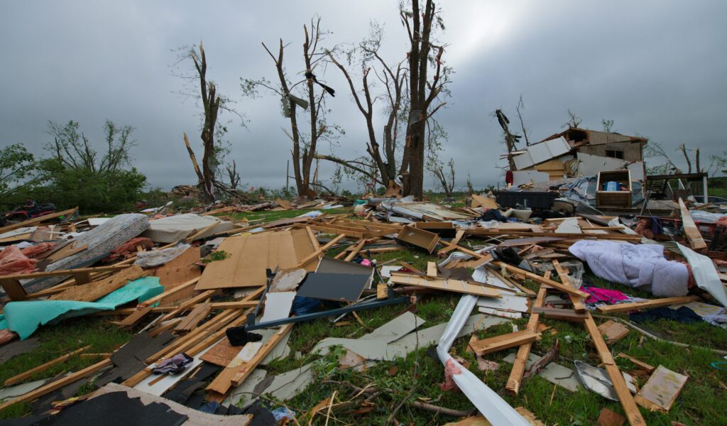 Pile of debris after a disaster