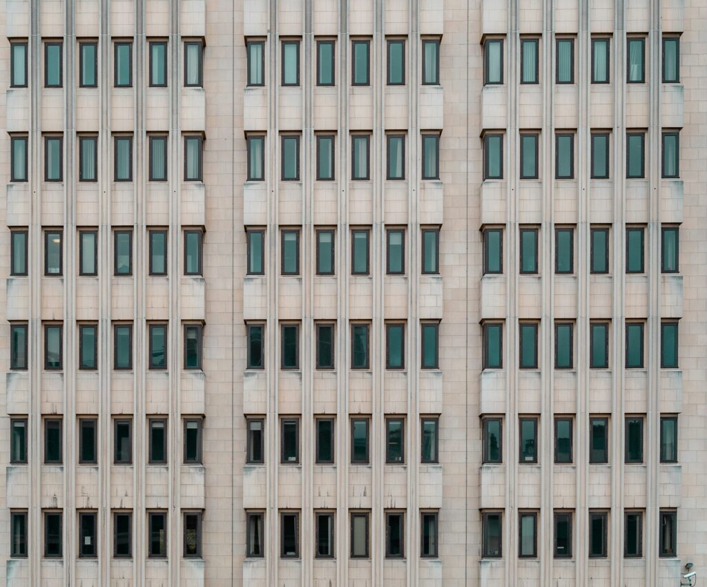An office building with many windows