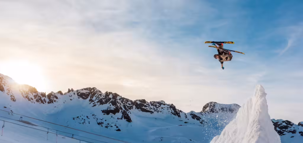 Skier completing a jump